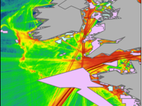 Map of the planning site showing relative intensity of ship traffic and the placement of offshore wind farms and Natura2000 sites
