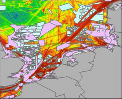 Map of the planning site showing relative intensity of ship traffic and the placement of offshore wind farms and Natura2000 sites